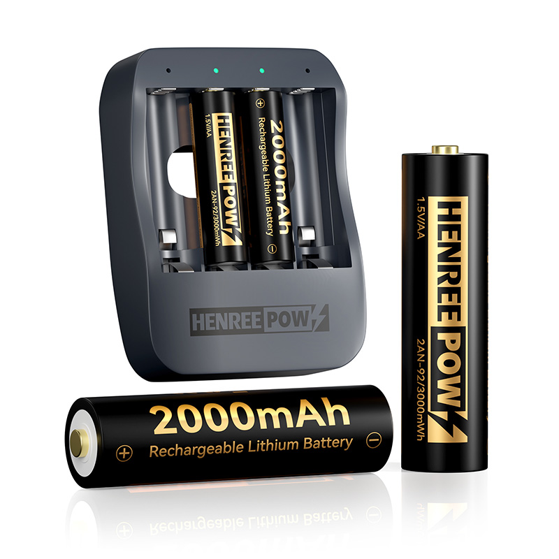 Henreepow AA 2000mAh 1.5v Muaj Peev Xwm Lithium Roj teeb