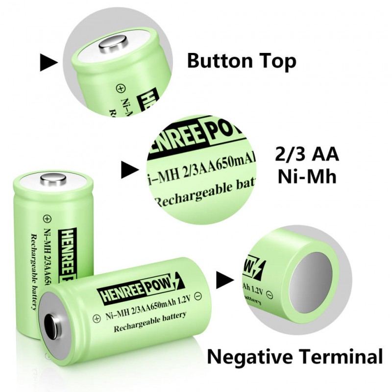 Henreew Ni-MH 2/3 AA Rechargeable roj teeb